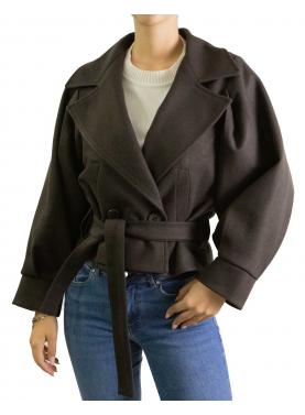 Cappottino corto con cinta e bottoni tinta unita Options